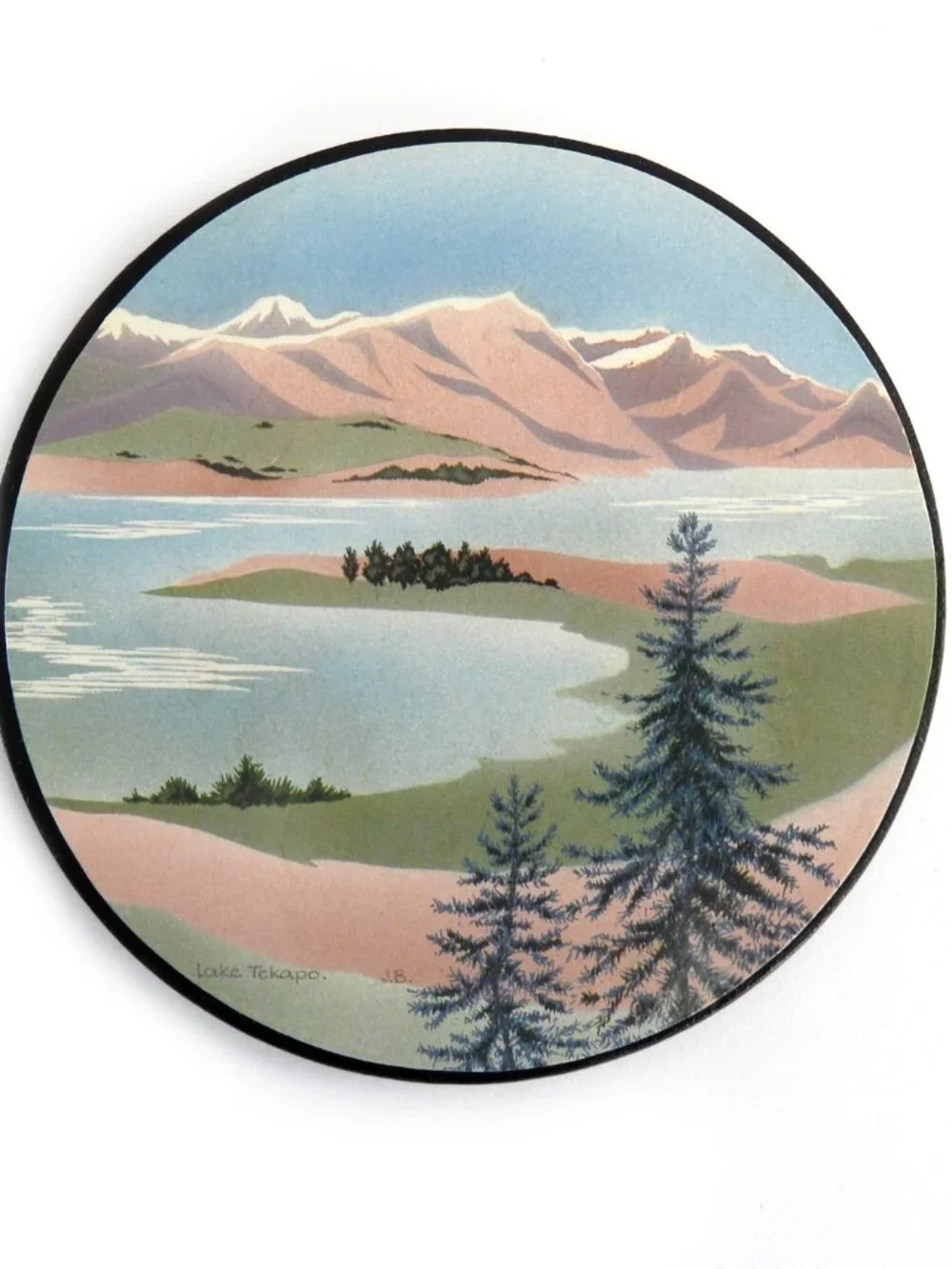 VTG 1970s New Zealand Scenic Cork Coasters Set of 6 Signed J.B. - Picture 5 of 10